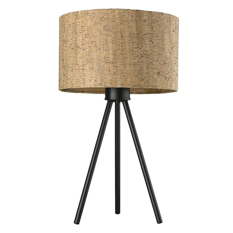 HomeRoots 21.8" Matte Black Cork Shade Table Lamp 13 Bed Bath